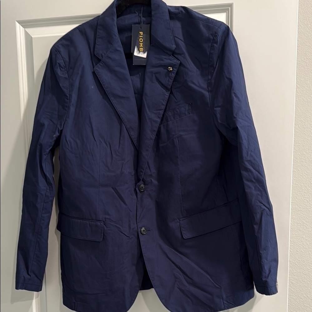 NWT Piombo Italian Navy Blazer Coat Jacket sz 46